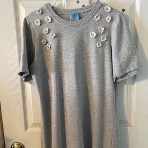 Ruffled Gray Floral Mini Dress Spring Winter Fall